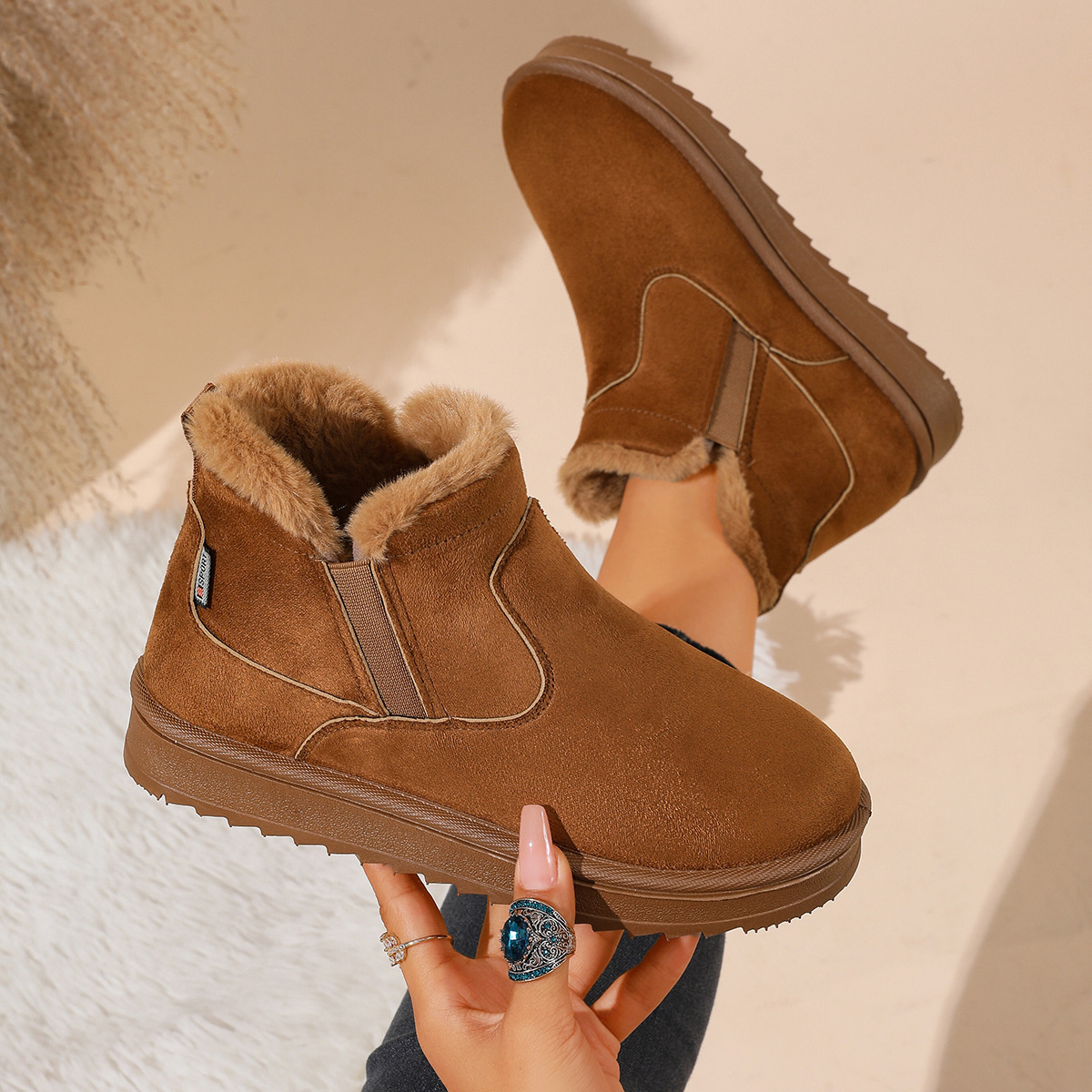 Plush Lined Winter Ankle Boots