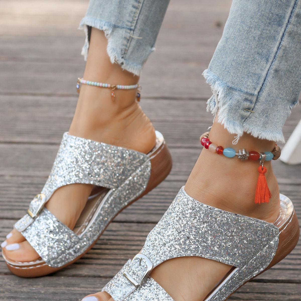 Buckle Decor Open Toe Sandals