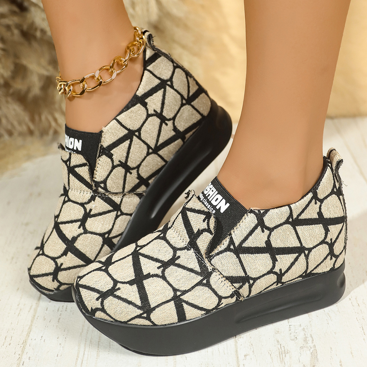Round Toe Platform Slip-Ons