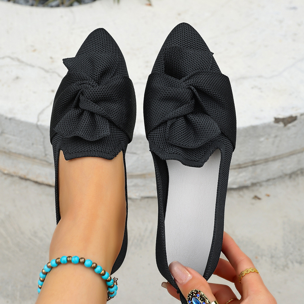 Bow Point Toe Flats Slip-Ons