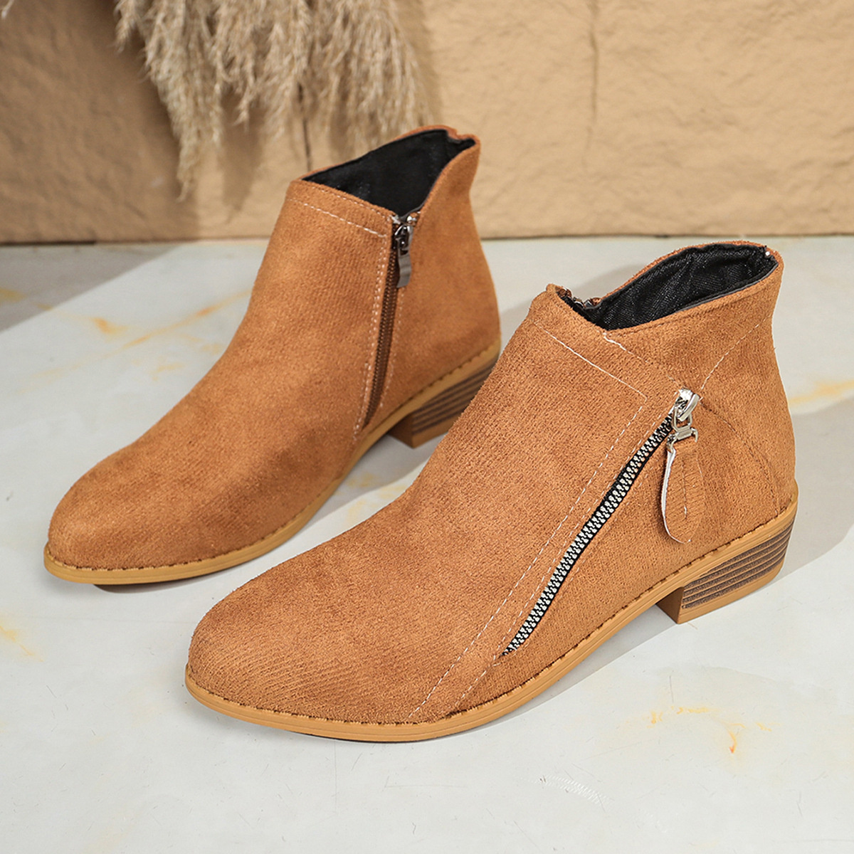 Point Toe Block Heels Boots