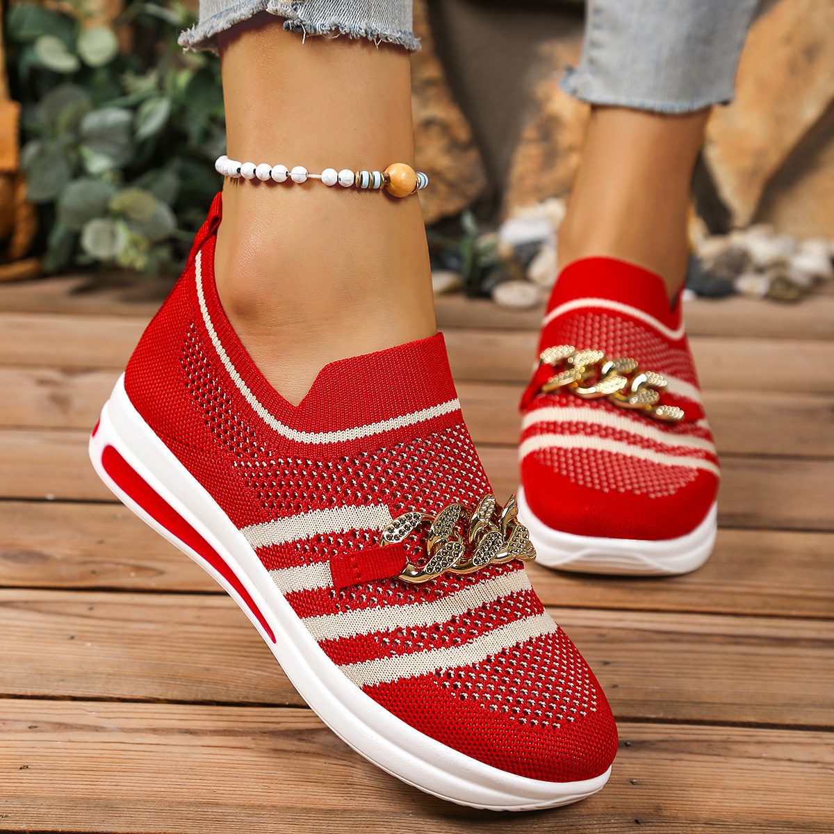 Round Toe Mesh Slip-Ons