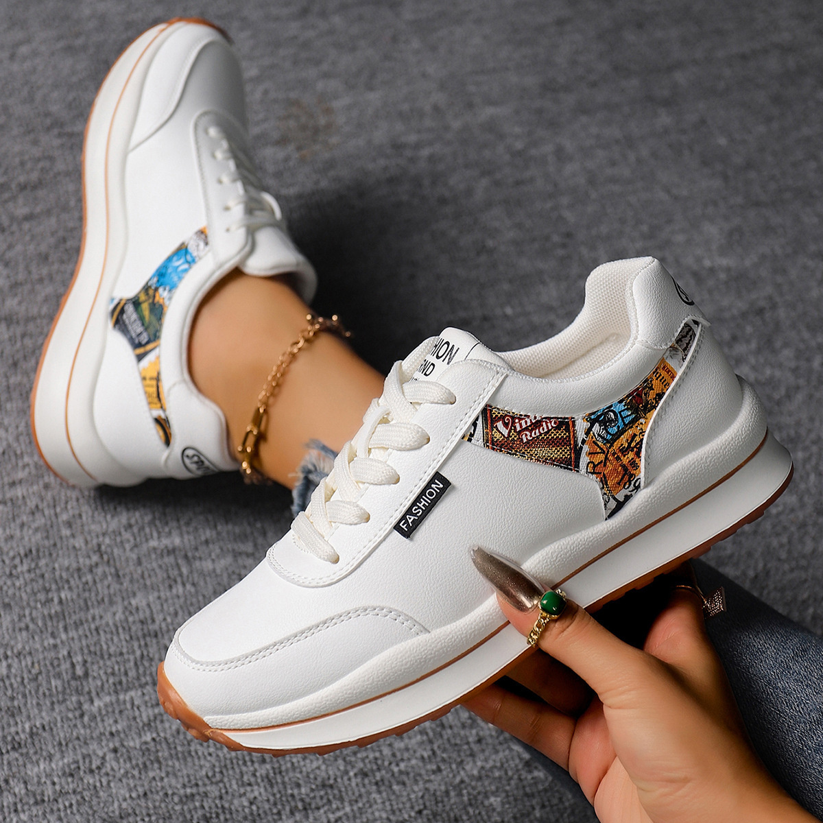 Round Toe Lace Up Sneakers