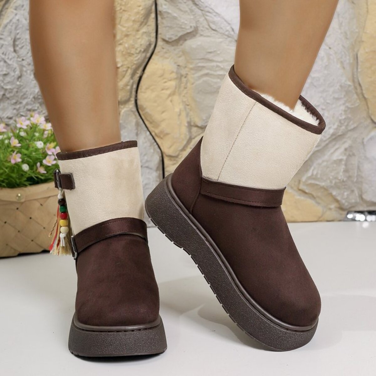 Bohemian Style Ankle Boots with Tassel Decor