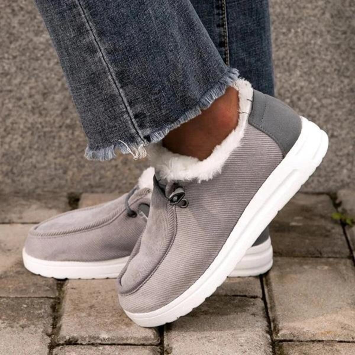 Fuzzy Lined Corduroy Slip-Ons