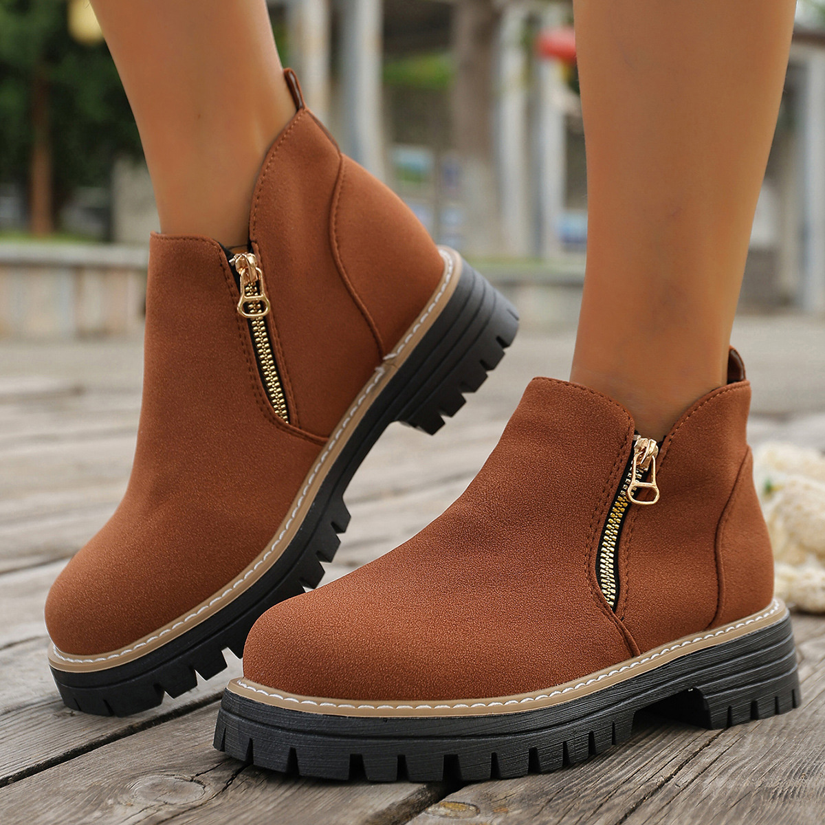 Side Zipper Ankle Boots