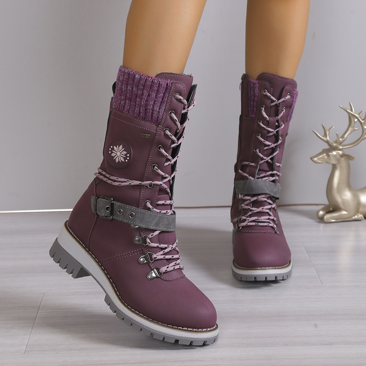 Lace Up Block Heel Boots