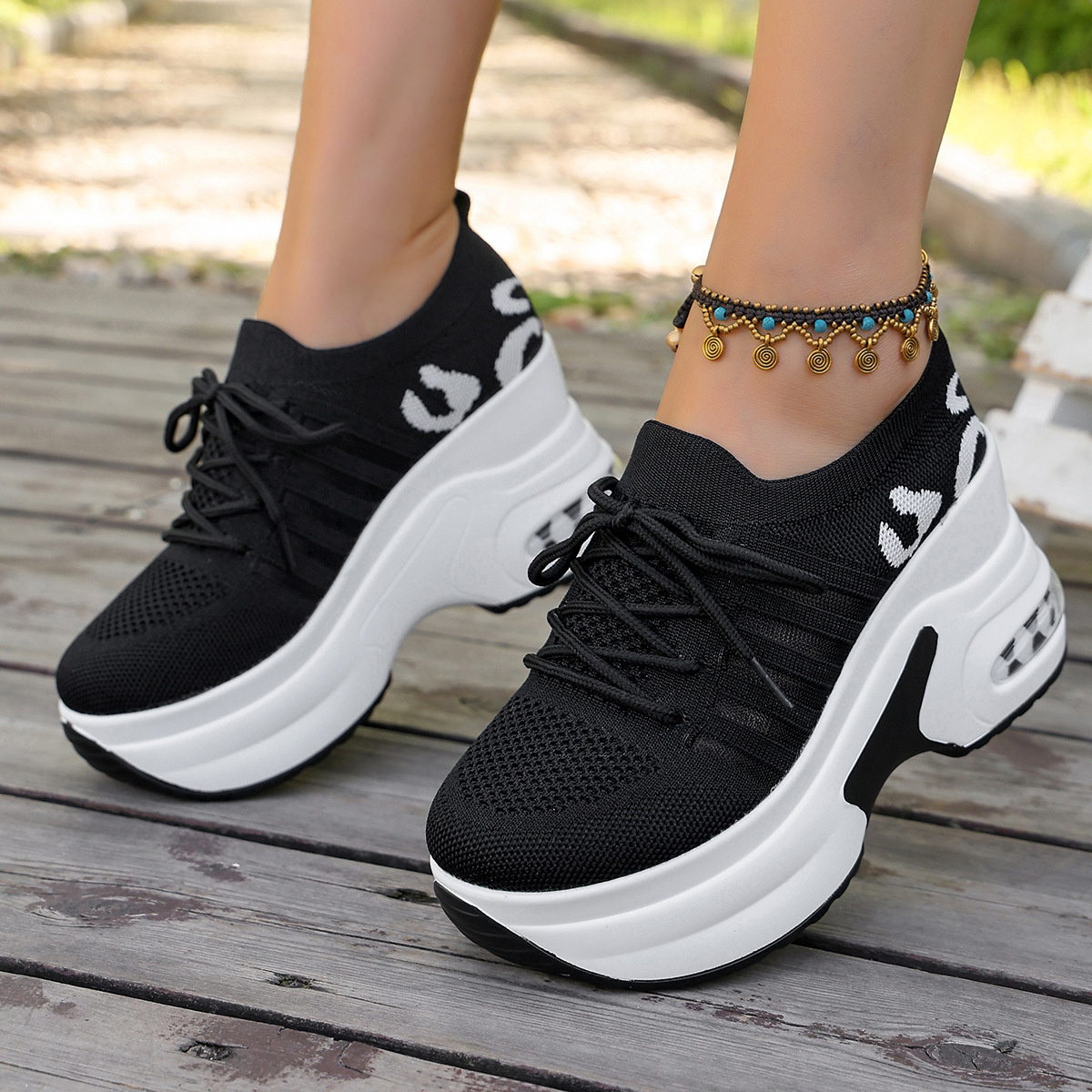 Round Toe Platform Sneakers
