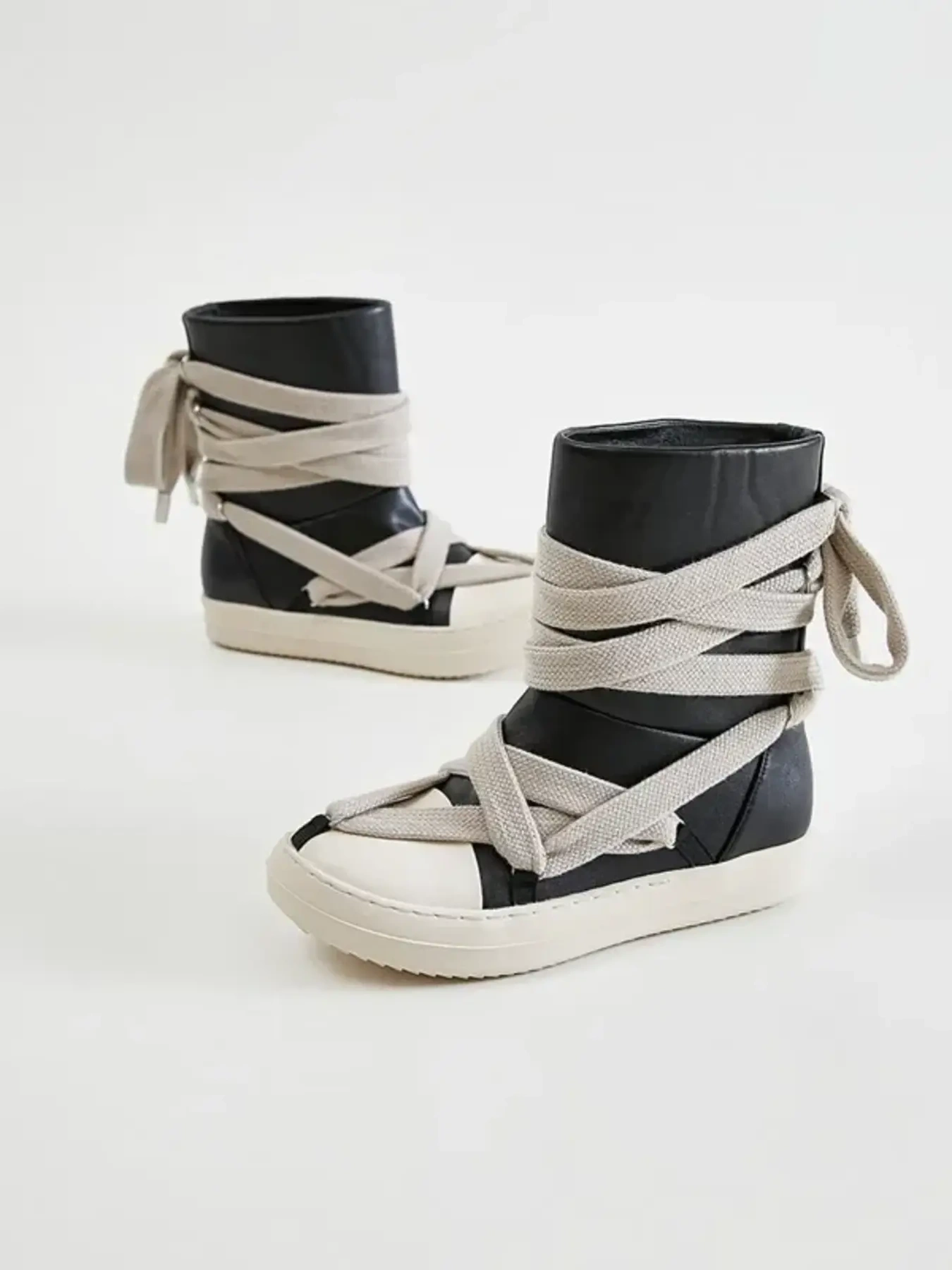 Lace-Up Round Neck Sneaker Boots