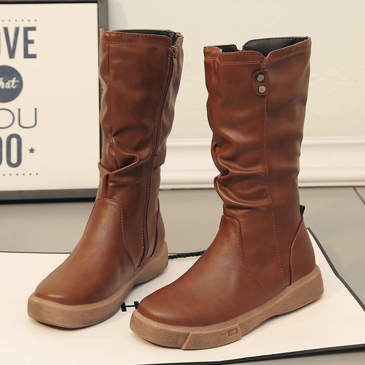 Round Toe Platform Boots