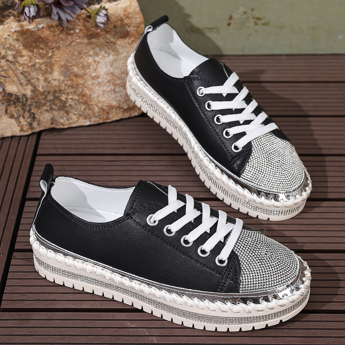 Round Toe Platform Sneakers