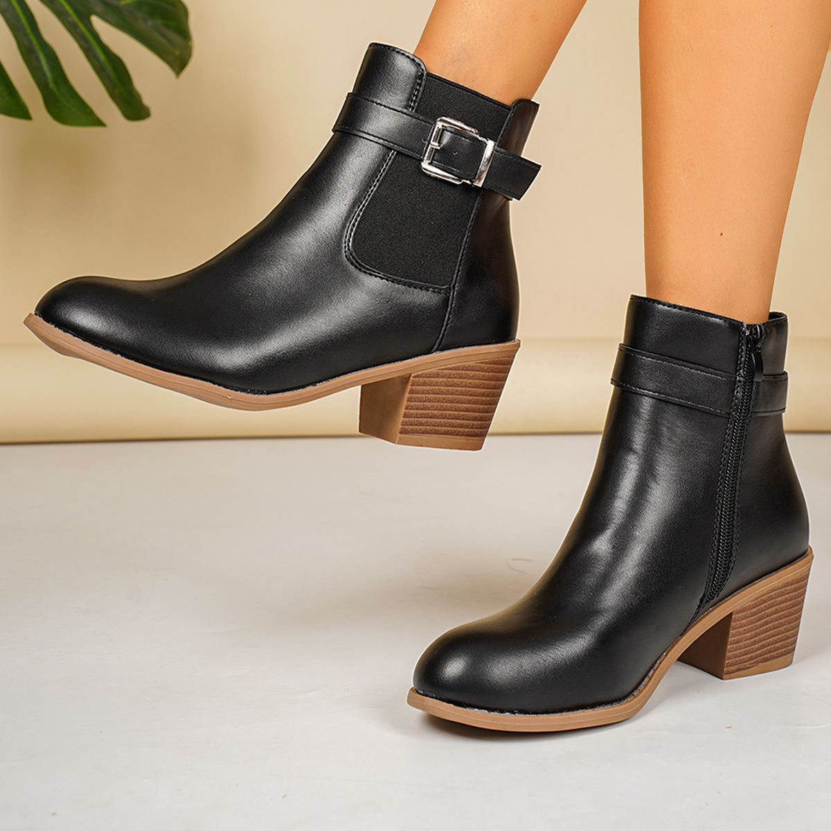 Point Toe Block Heels Boots