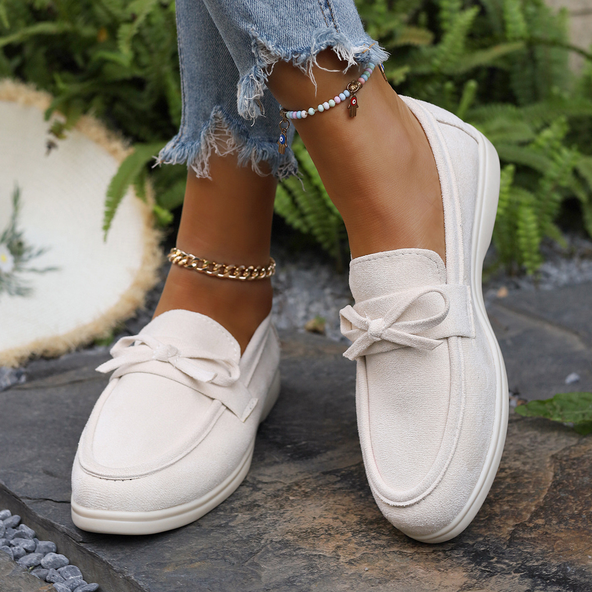 Bow Round Toe Slip-Ons
