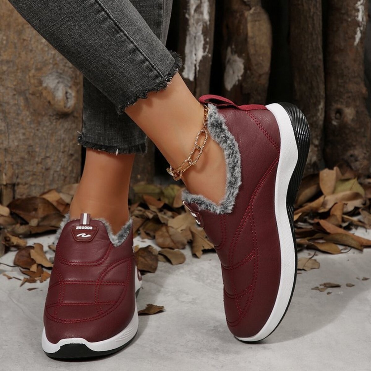 Plush Round Toe Platform Shoes