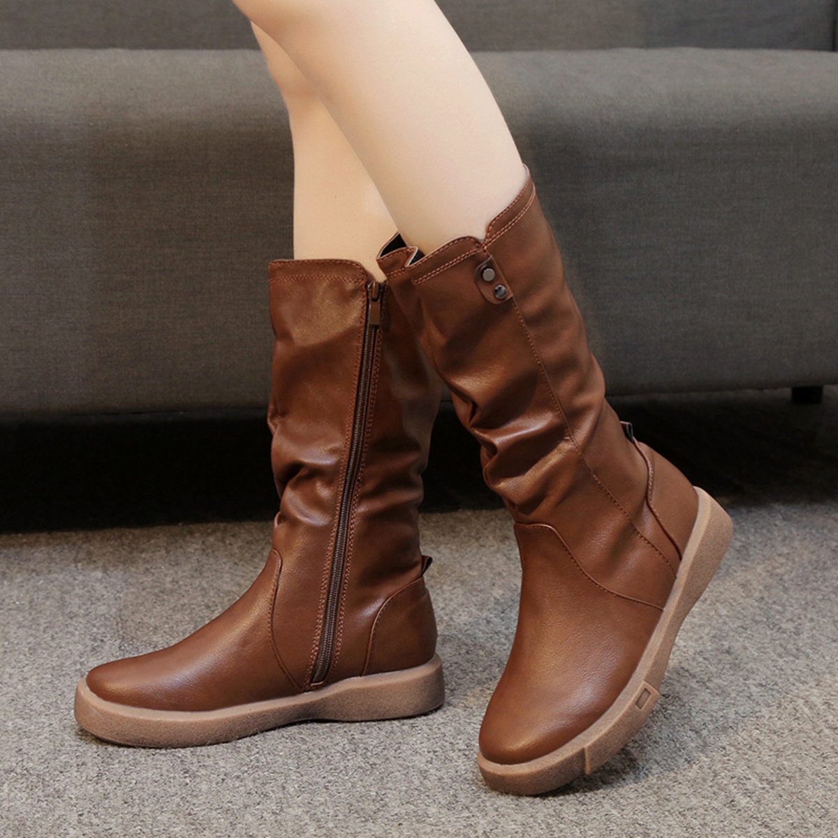 Round Toe Platform Boots