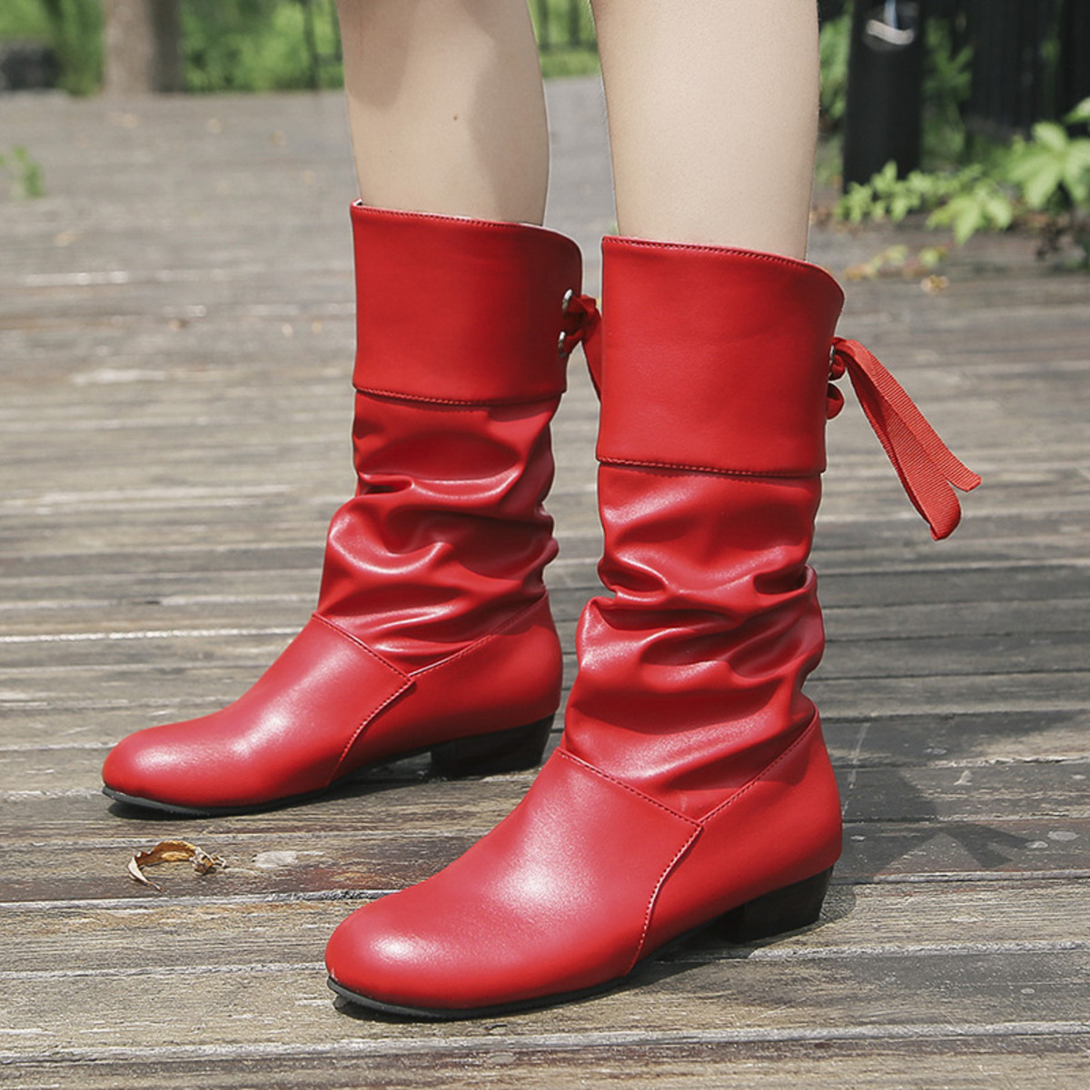 Round Toe Block Heels Boots