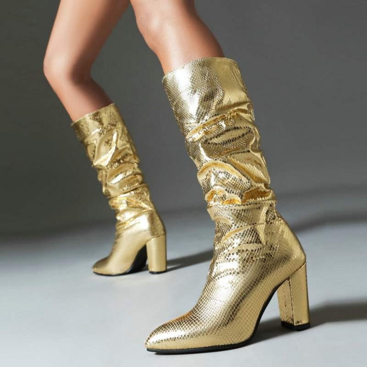 Point Toe Block Heels Boots
