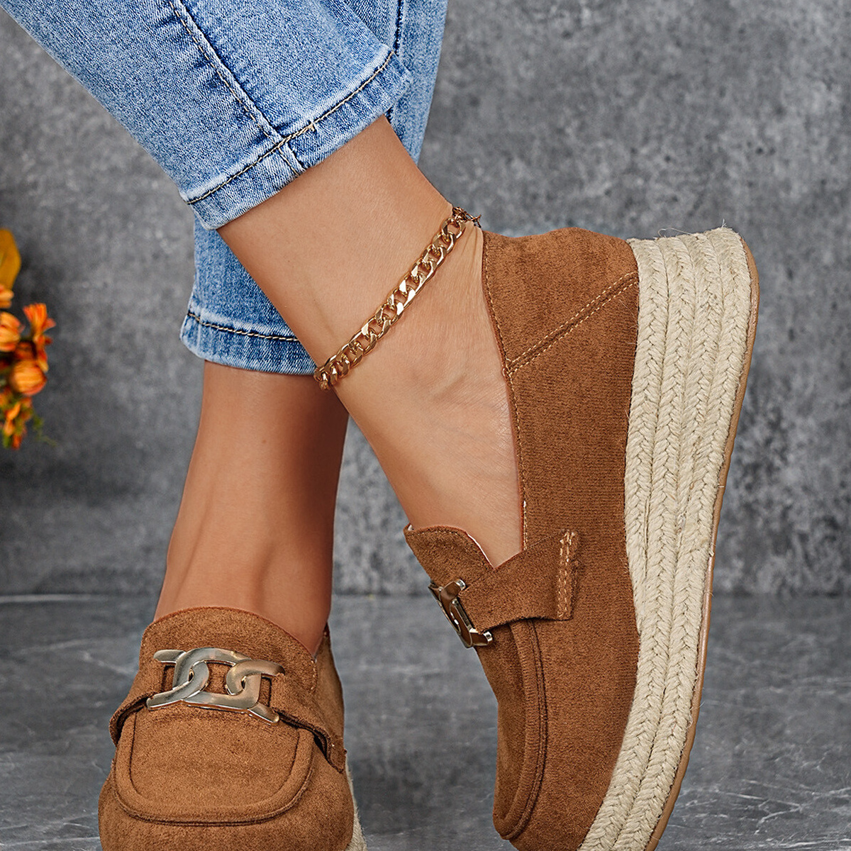 Round Toe Platform Slip-Ons
