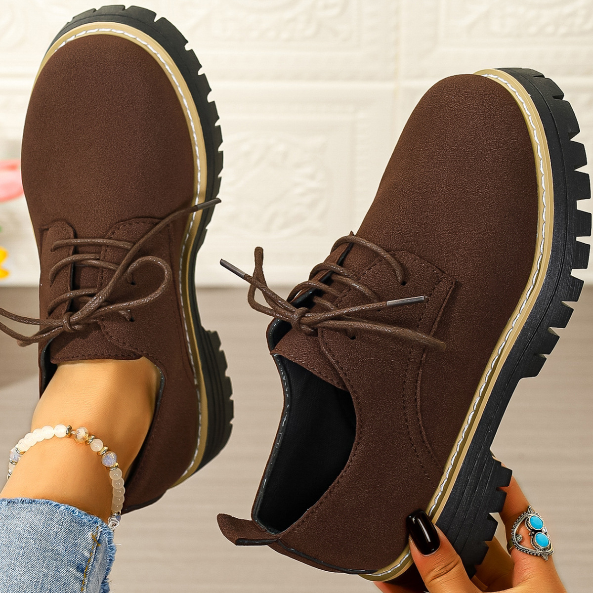 Lace-Up Platform Loafers