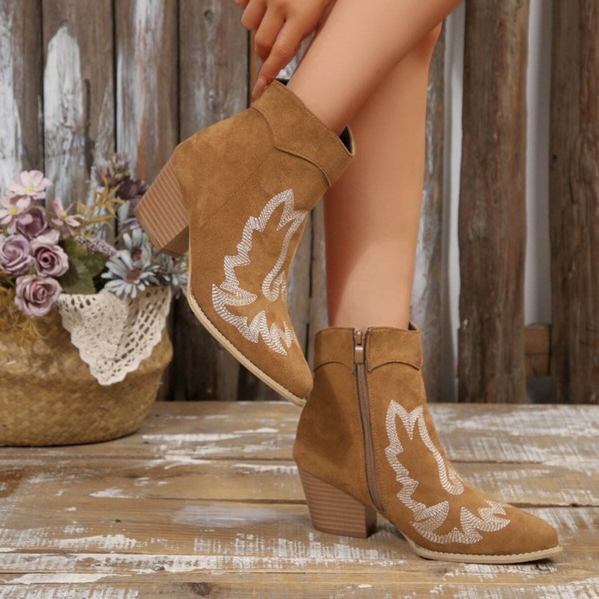 Point Toe Block Heels Boots