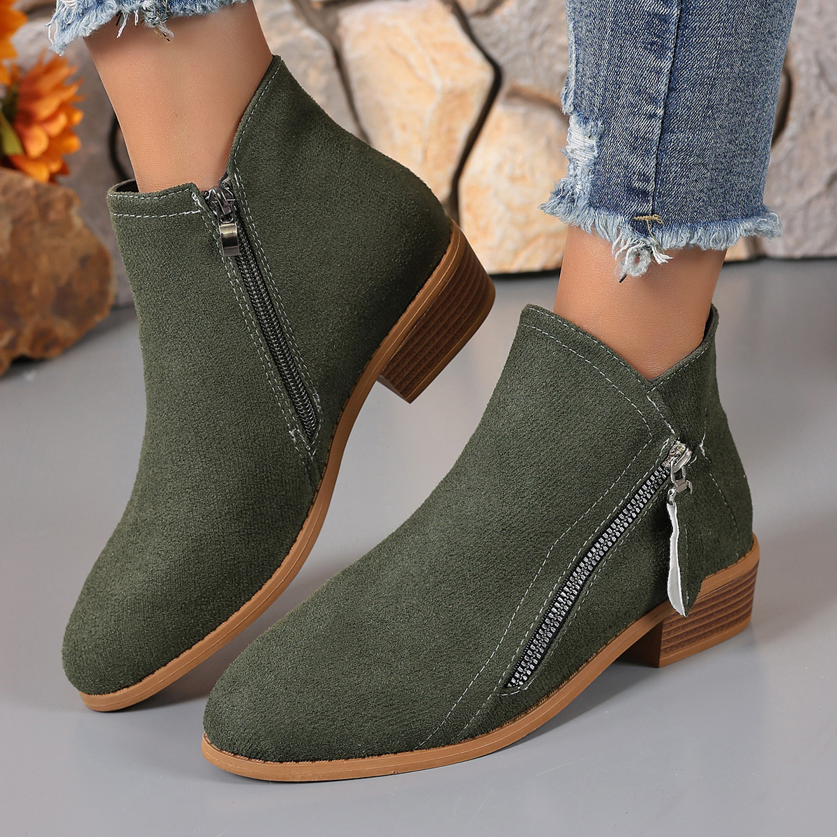 Point Toe Block Heel Boots