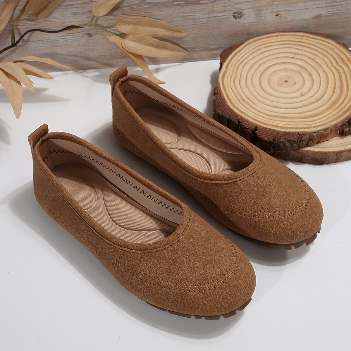 Round Toe Flat Slip-Ons