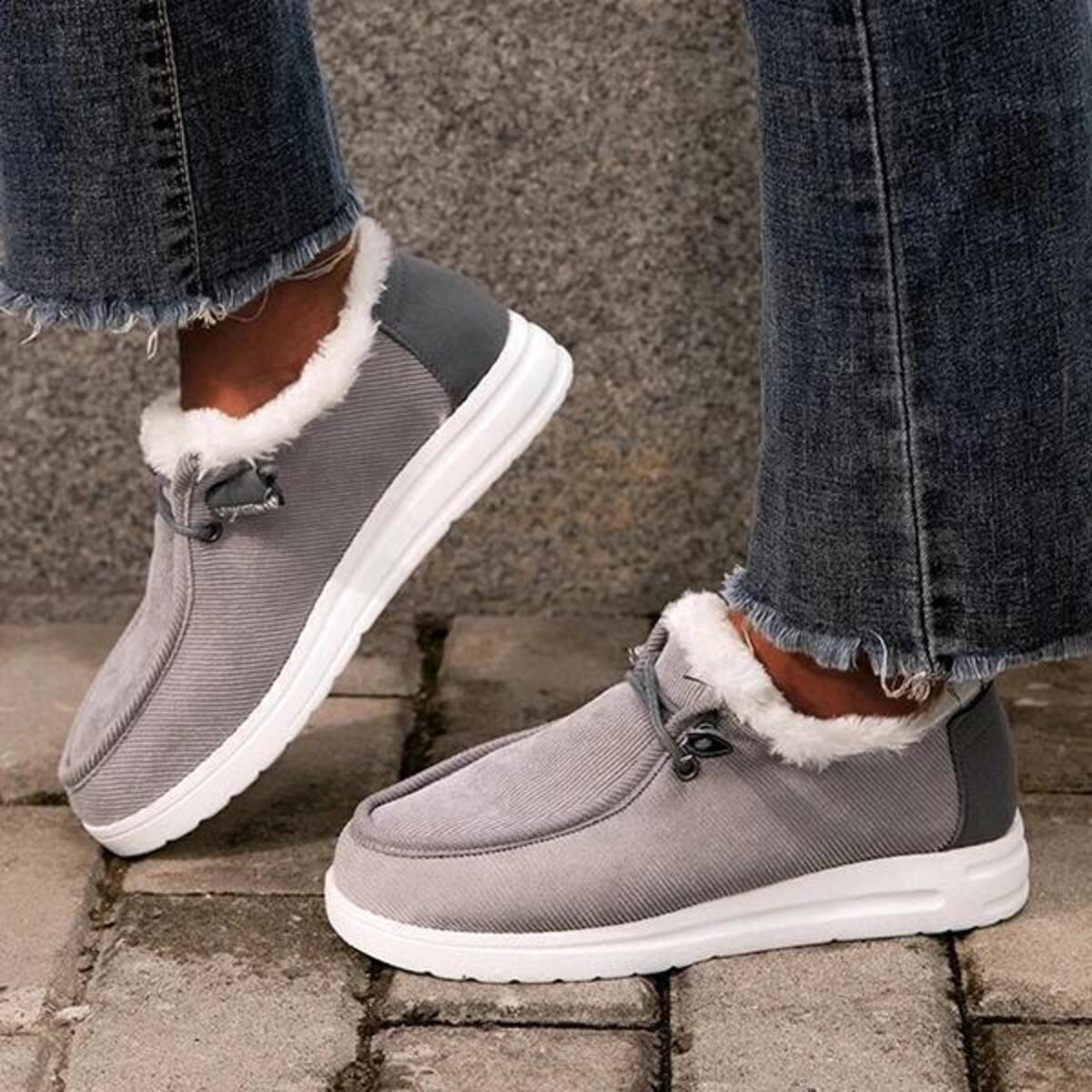 Fuzzy Lined Corduroy Slip-Ons