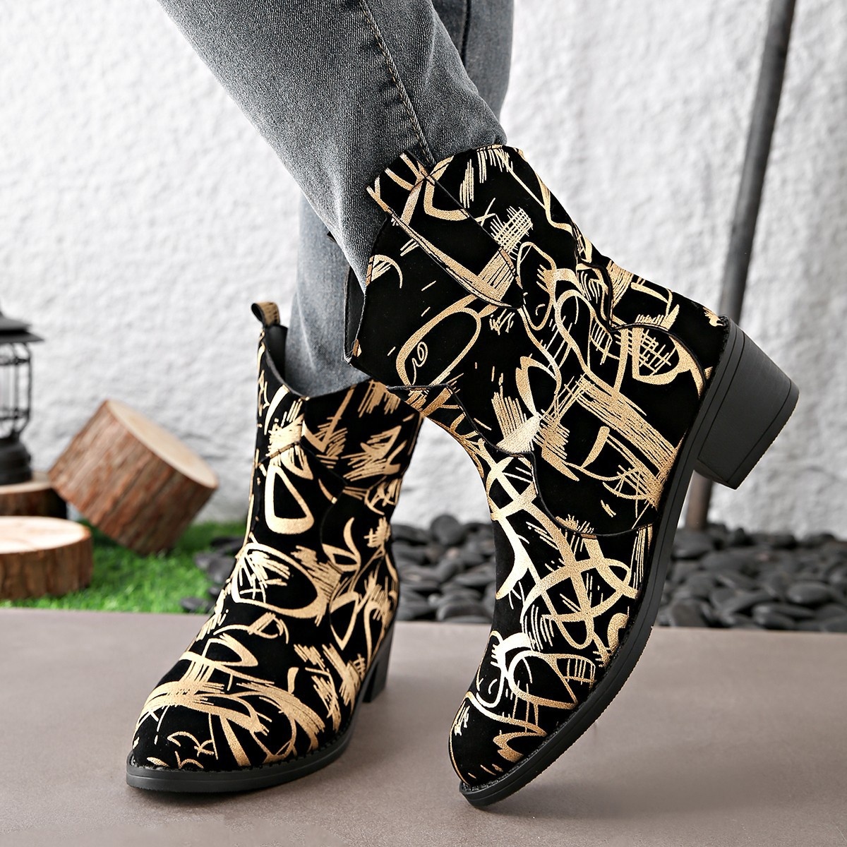 Round Toe Block Heels Boots