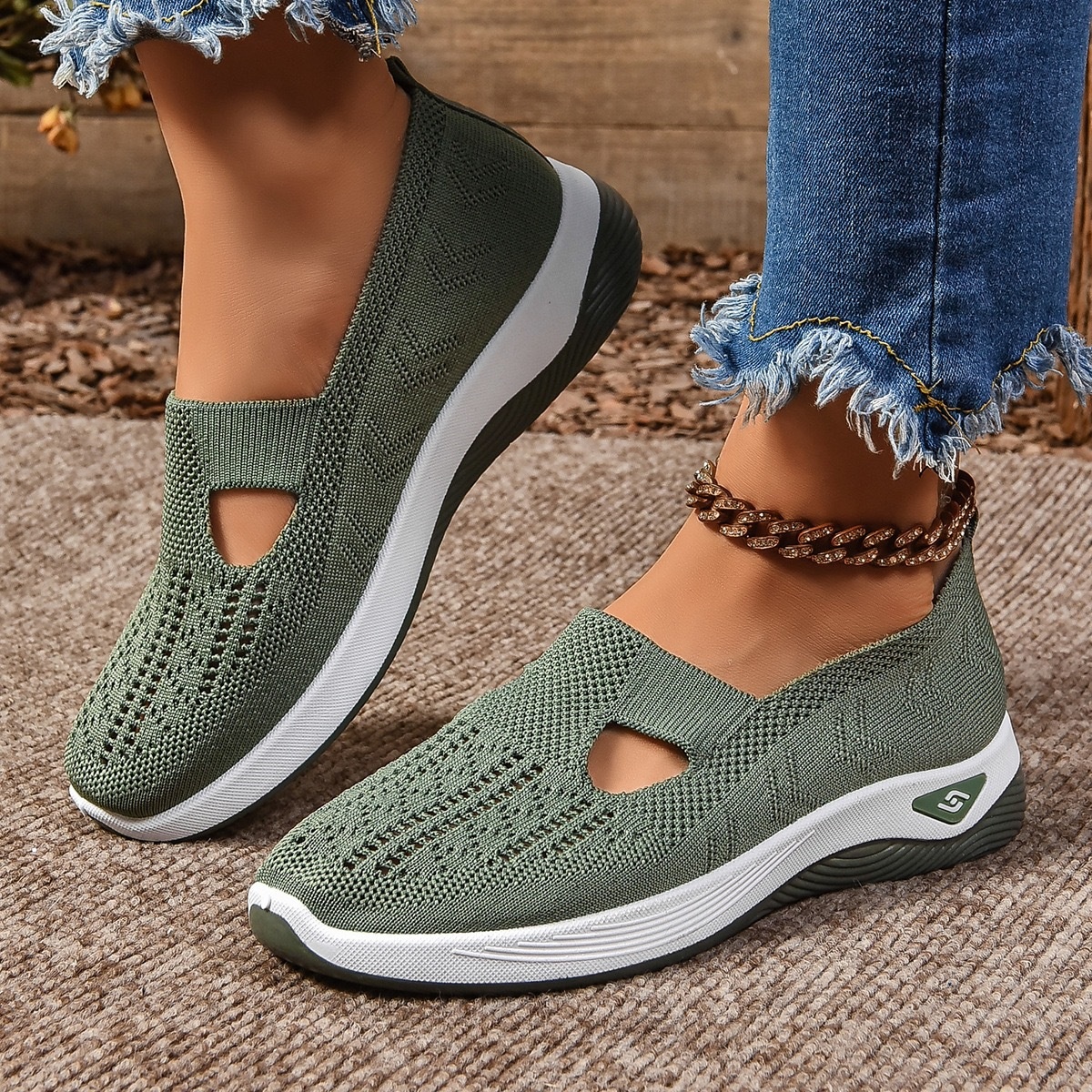 Round Toe Mesh Slip-Ons