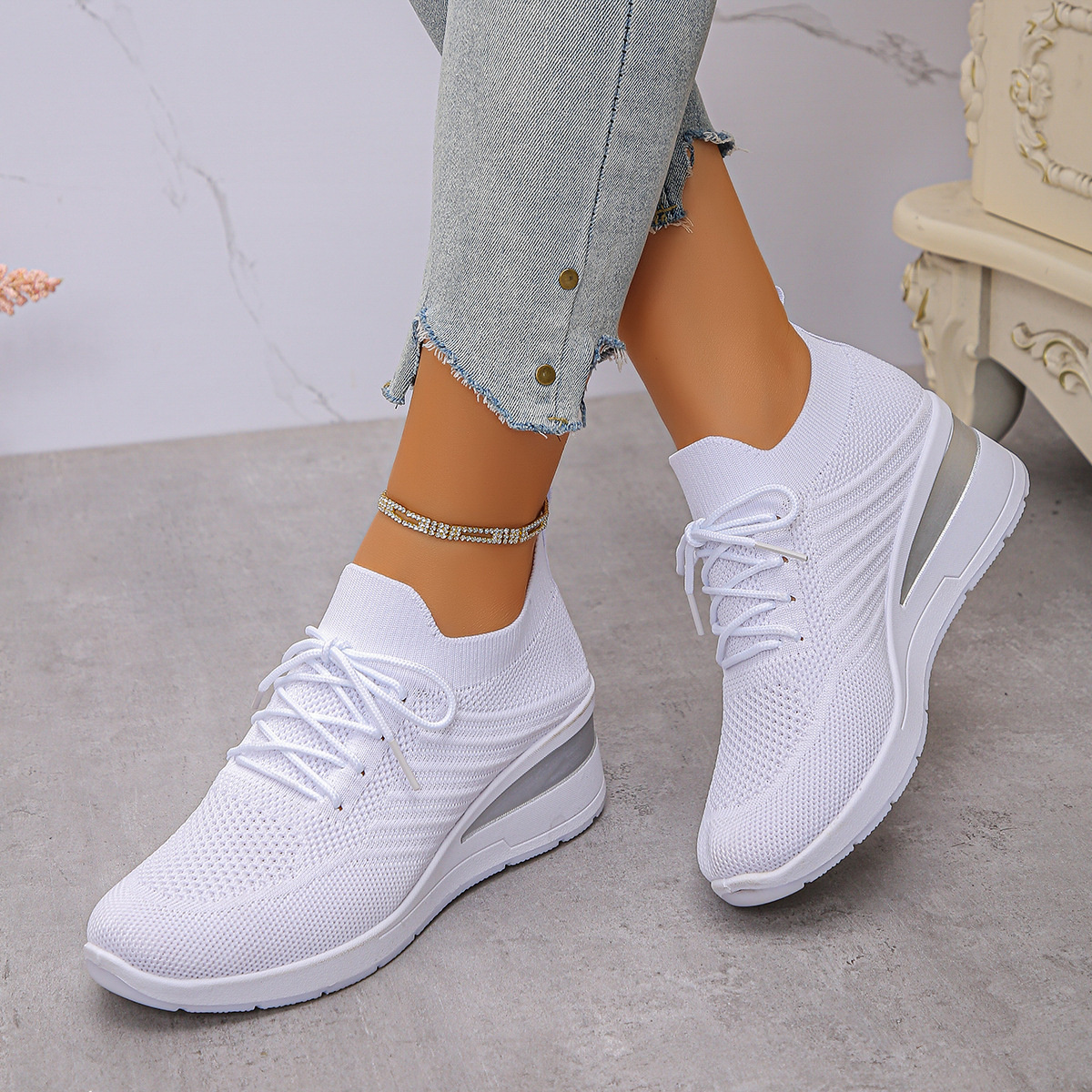Lace Up Wedge Athletic