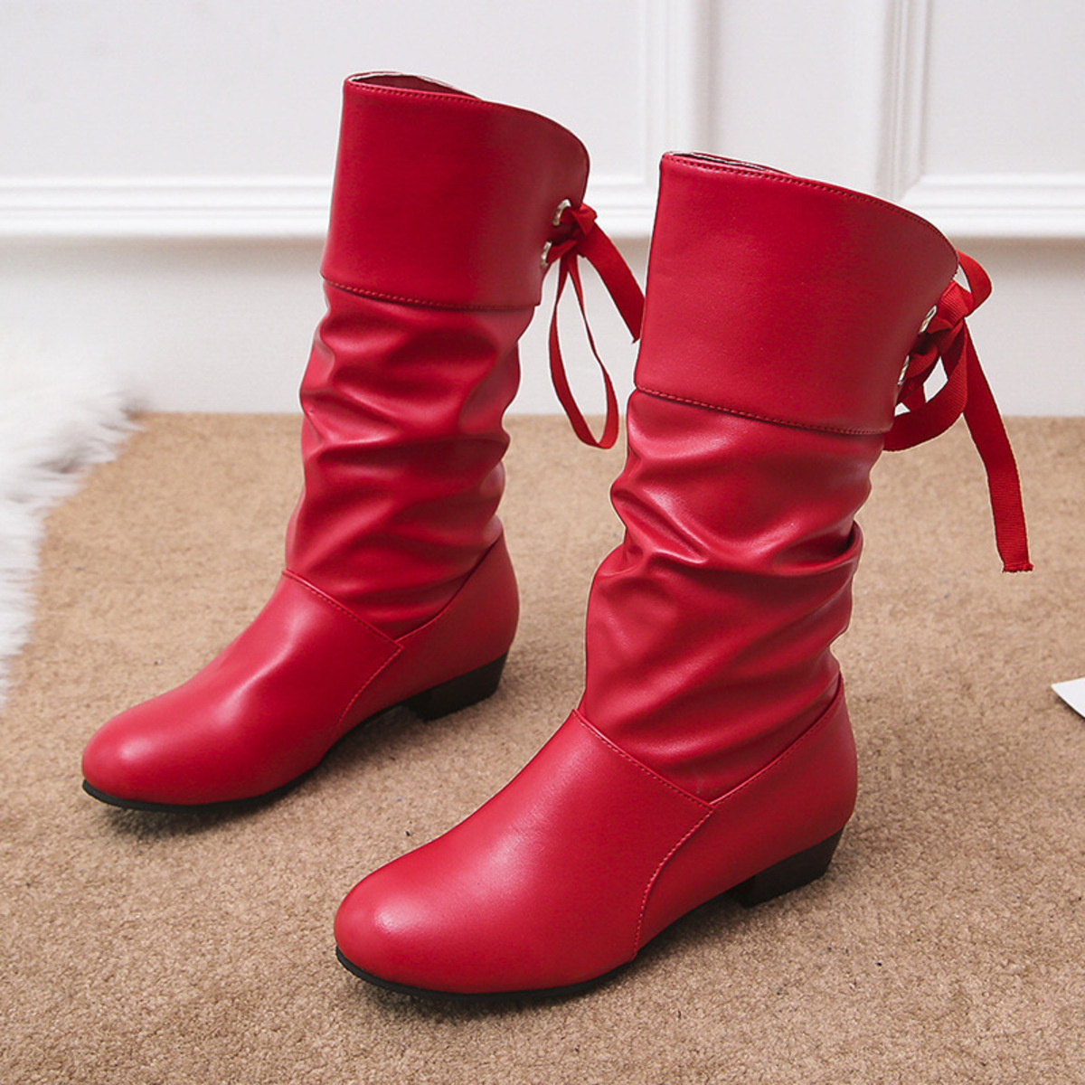 Round Toe Block Heels Boots