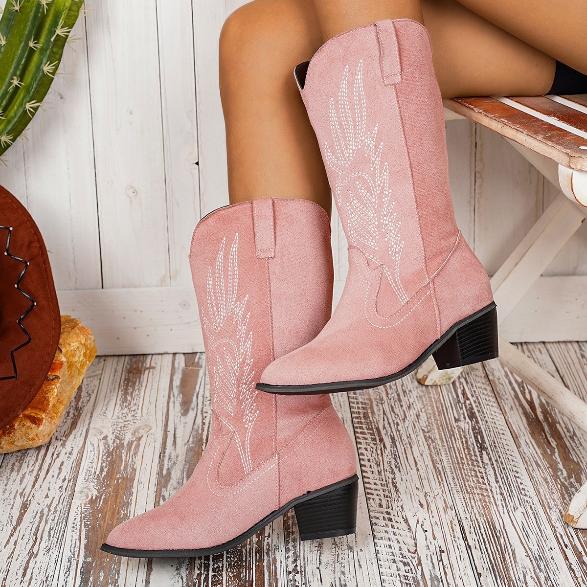 Point Toe Block Heels Boots