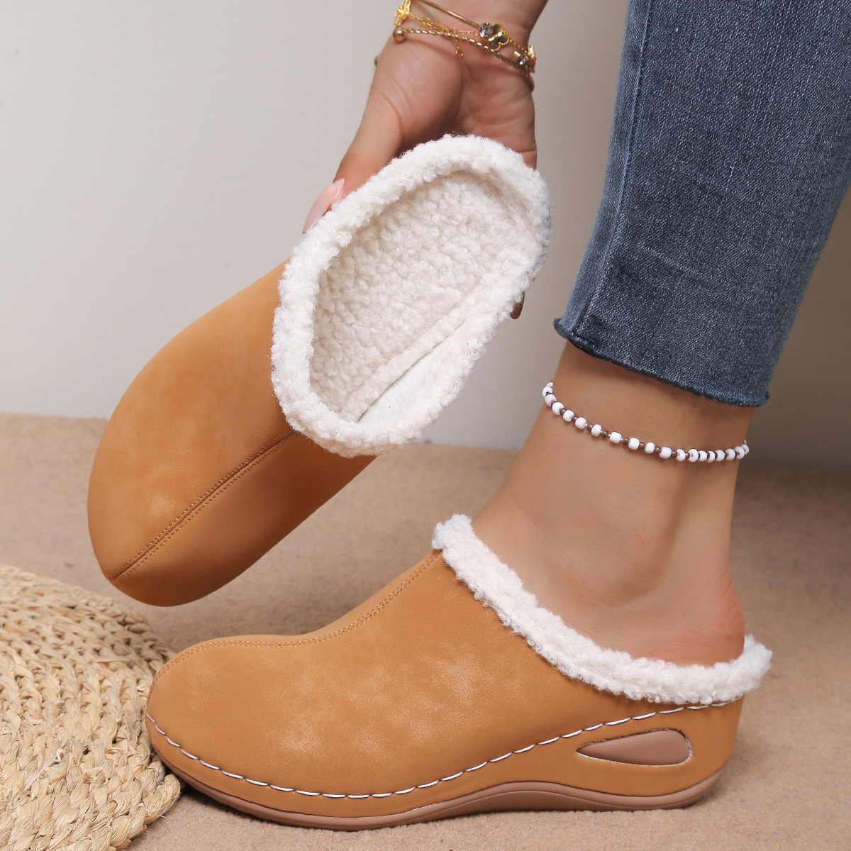 Plush Lined Wedge Slip-Ons