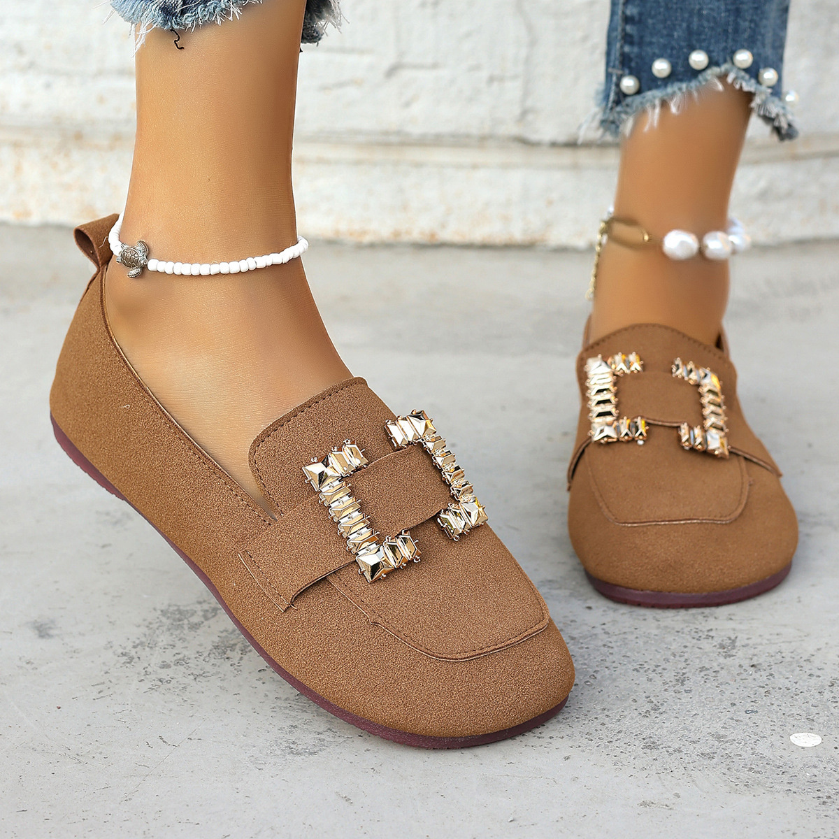 Decor Buckle Round Toe Slip-On