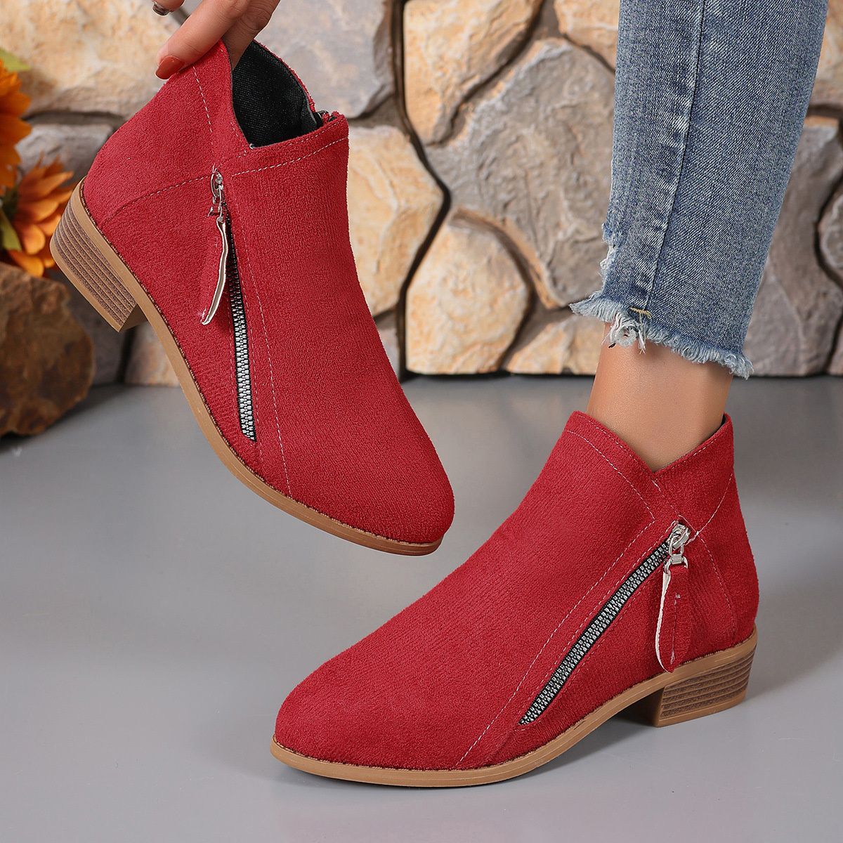 Point Toe Block Heel Boots