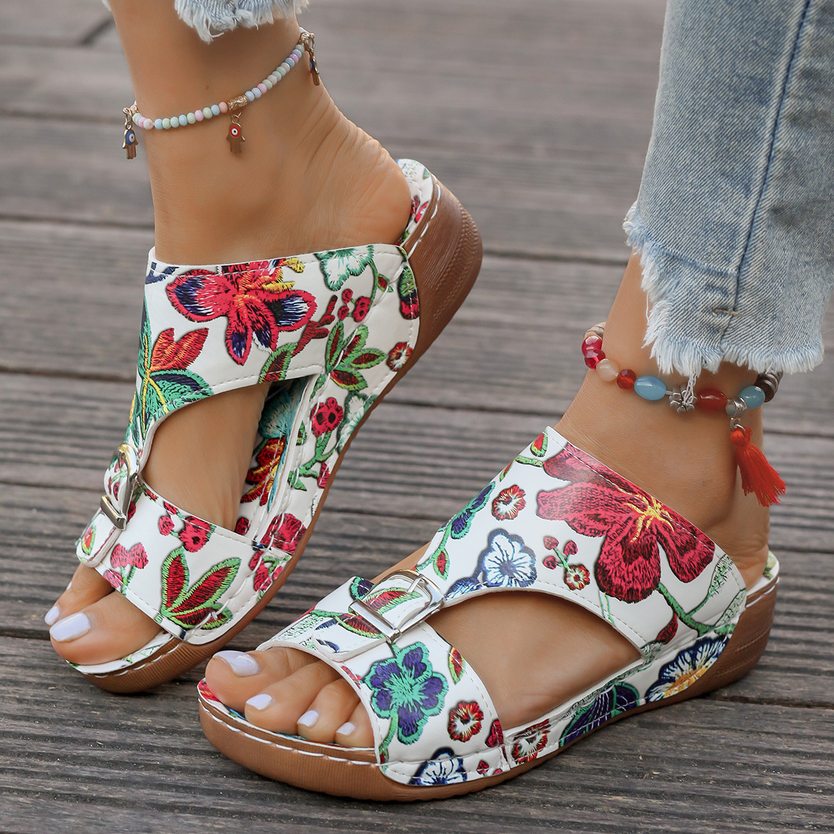 Buckle Decor Open Toe Sandals