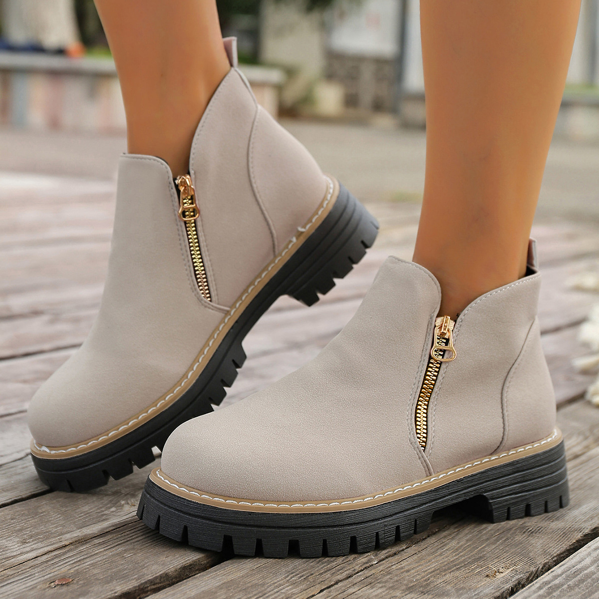 Side Zipper Ankle Boots