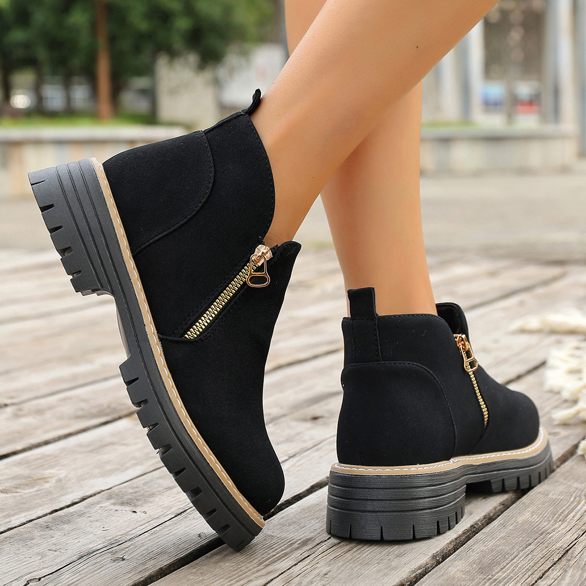 Side Zipper Ankle Boots