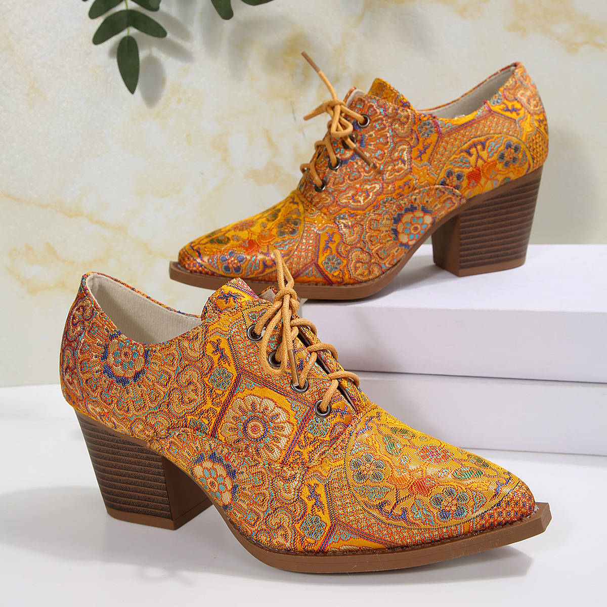 Point Toe Block Heels Ankle Boots