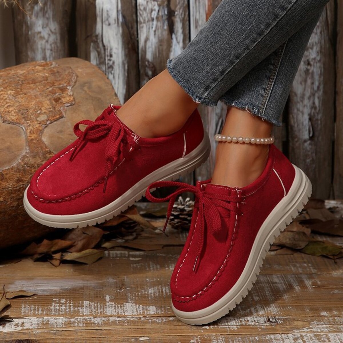 Lace Up Round Toe Loafers