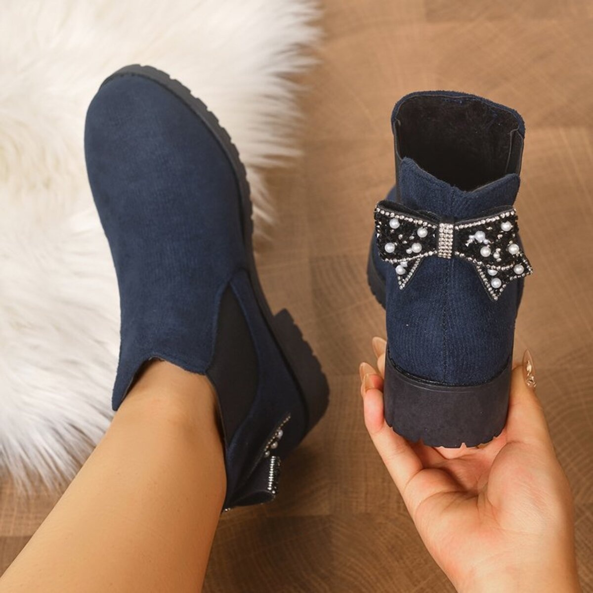 Round Toe Block Heels Boots