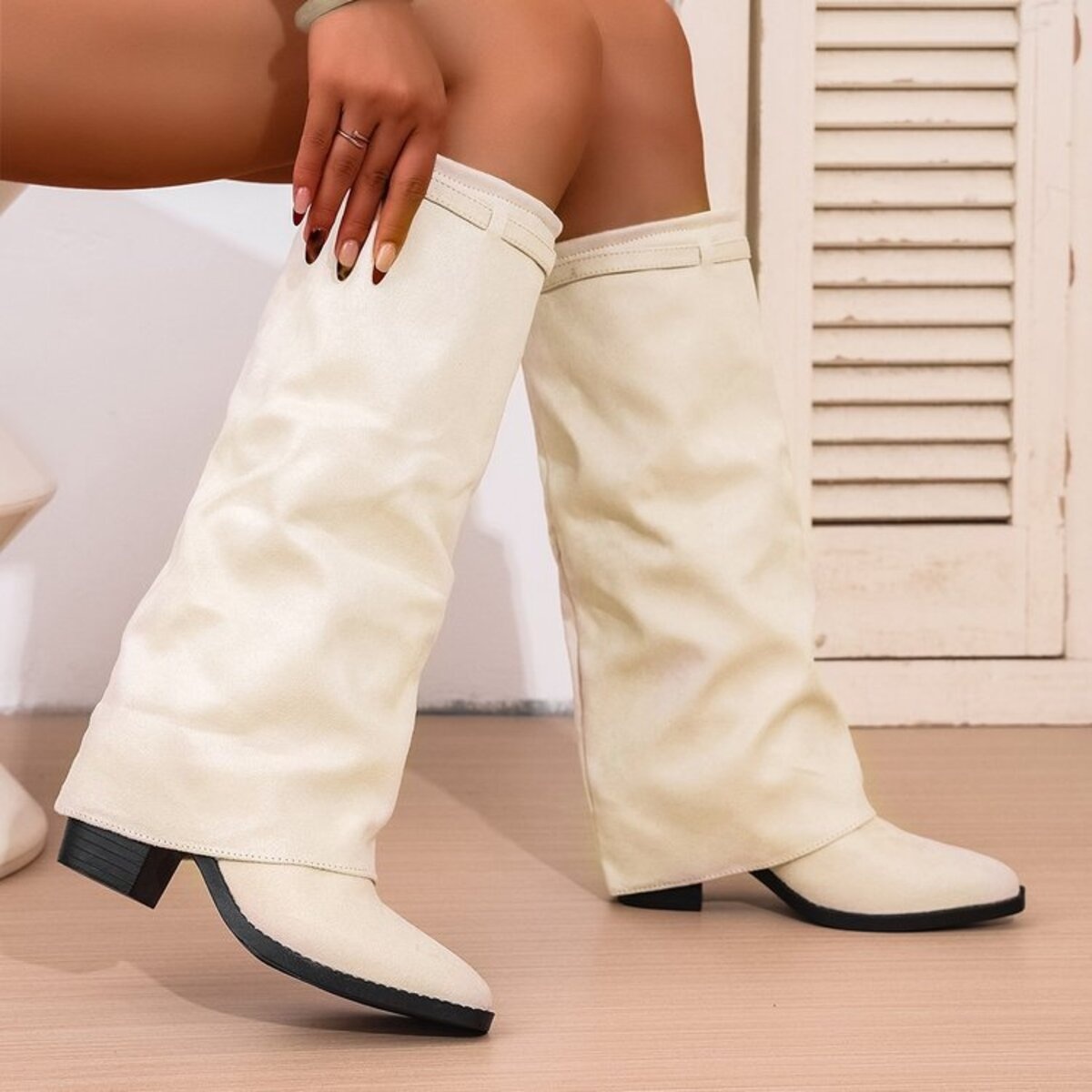 Point Toe Block Heels Boots