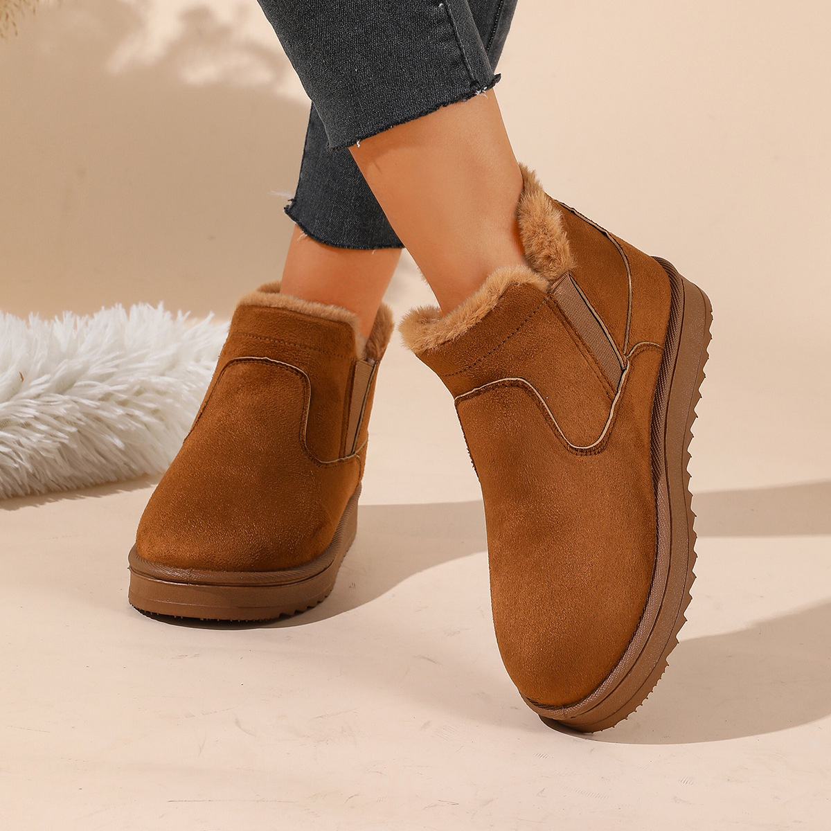 Plush Lined Winter Ankle Boots
