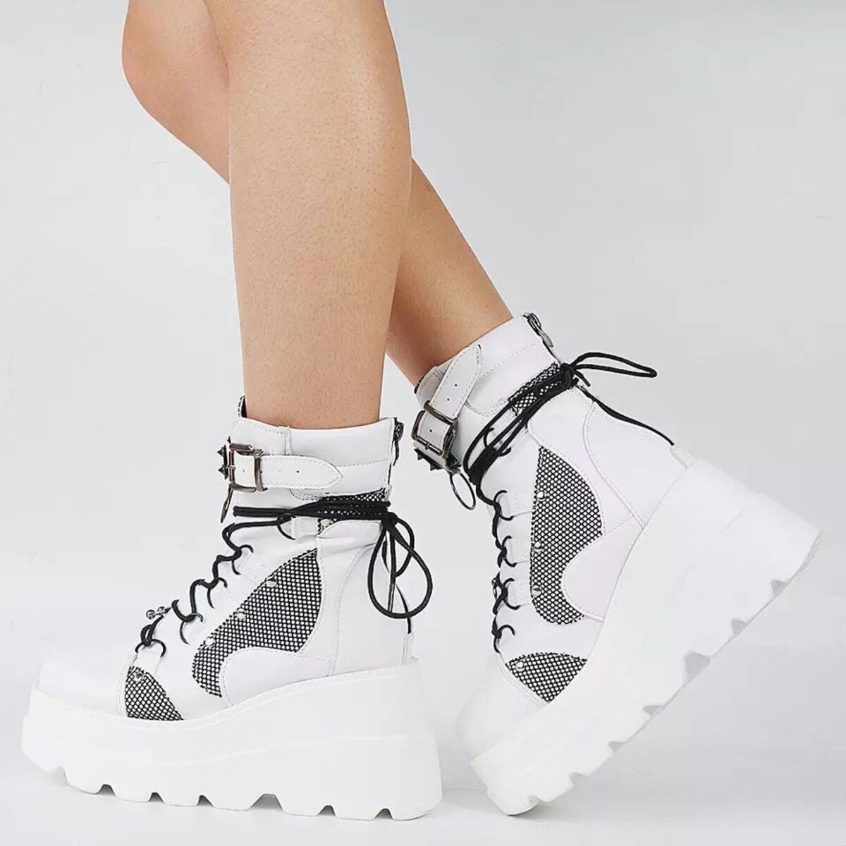 Lace Up Platform Wedge Boots