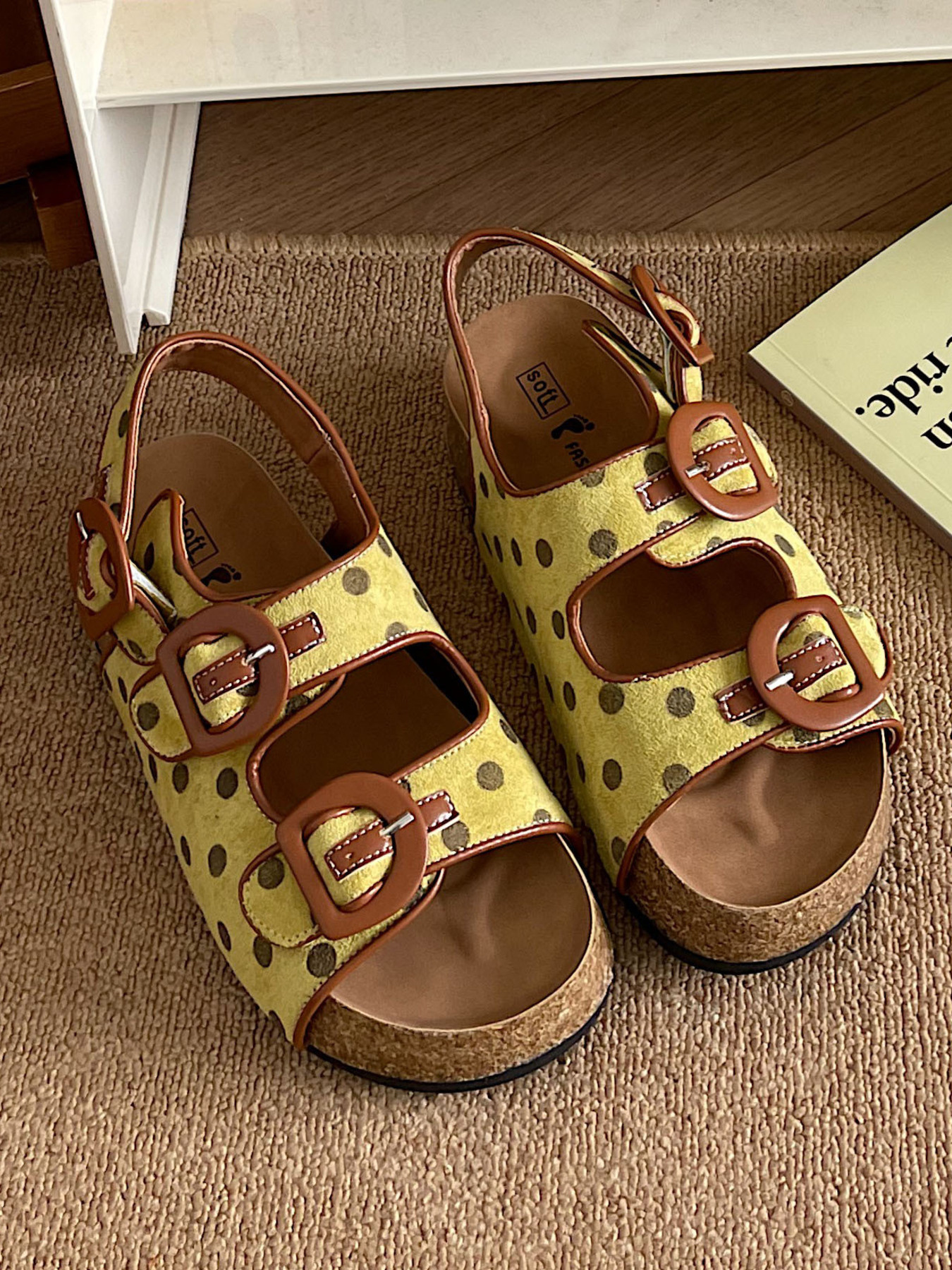 Polka Dot Double Buckle Platform Sandals
