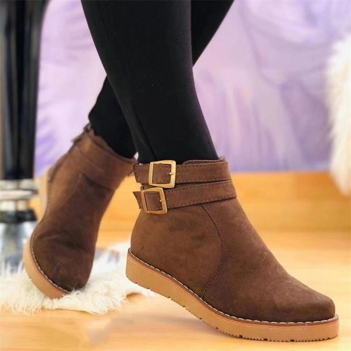 Buckle Accent Ankle Boots