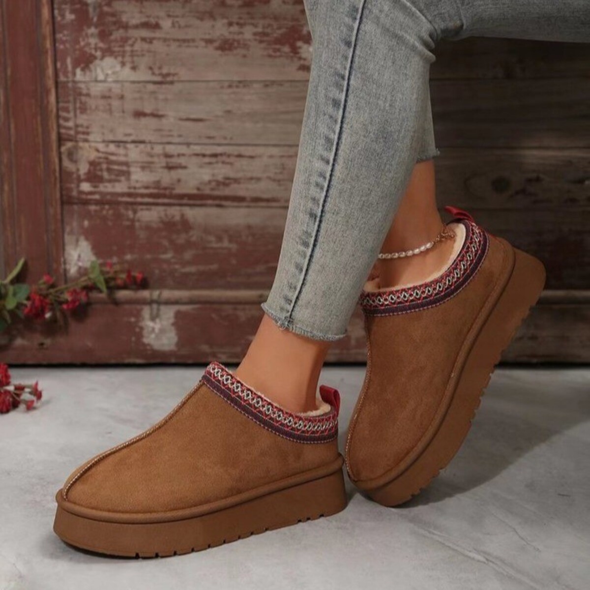 Round Toe Platform Slip-Ons