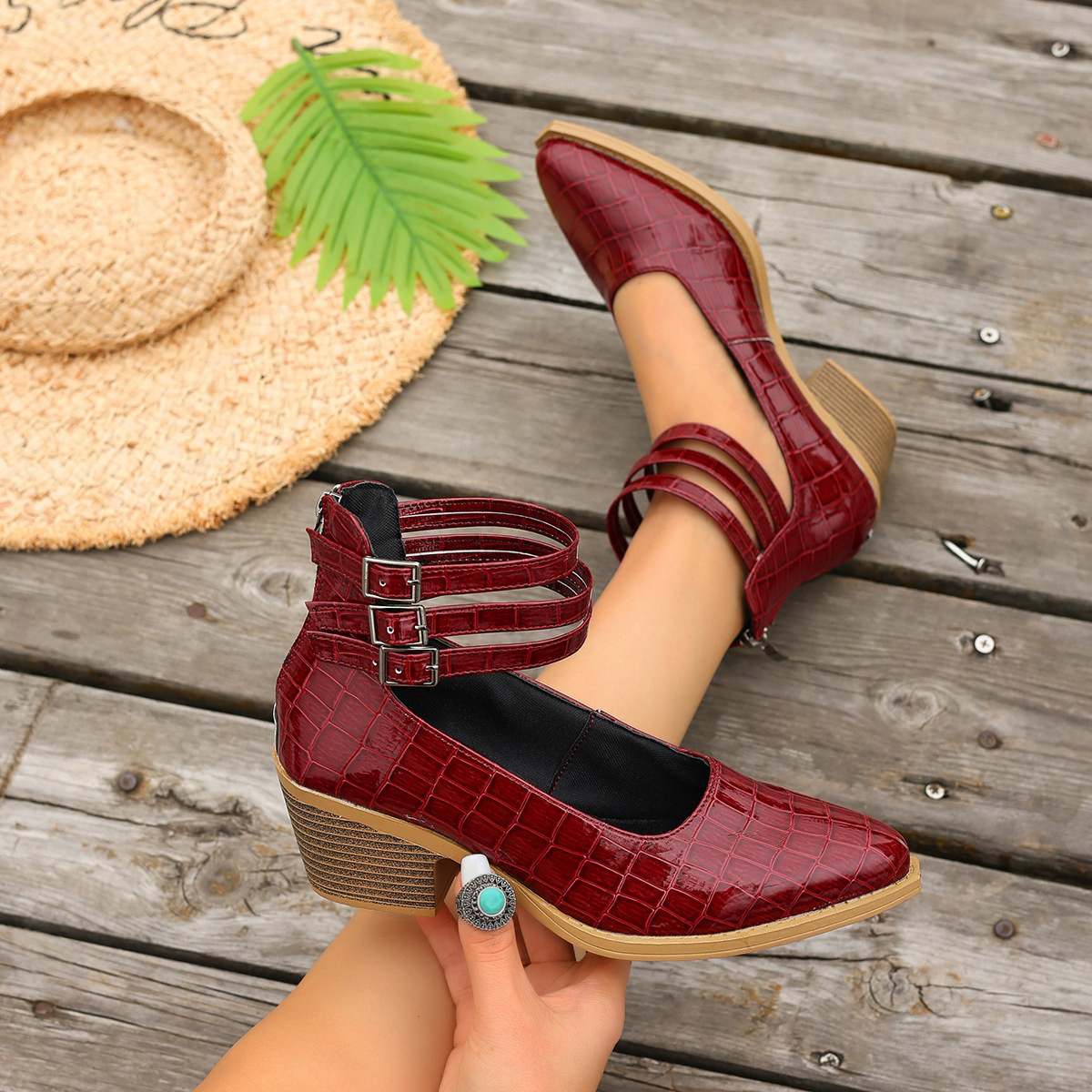 Point Toe Block Heels Pumps