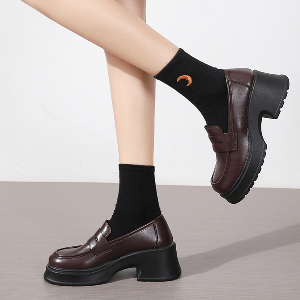 Round Toe Block Heels Loafers