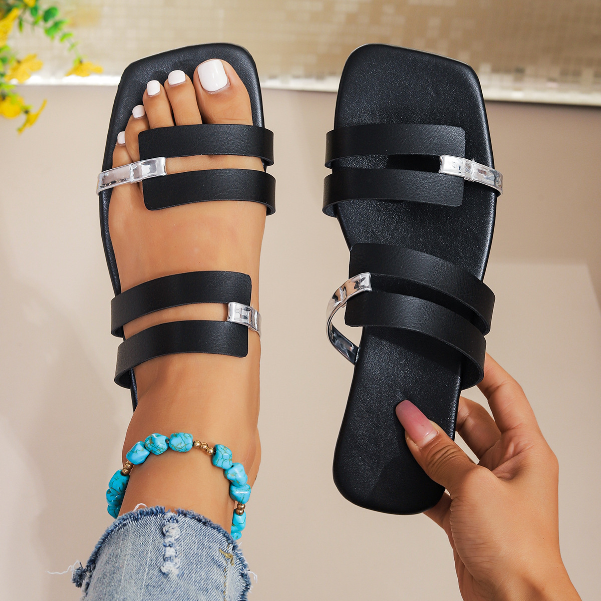 Open Toe Multi-Strap Sandals